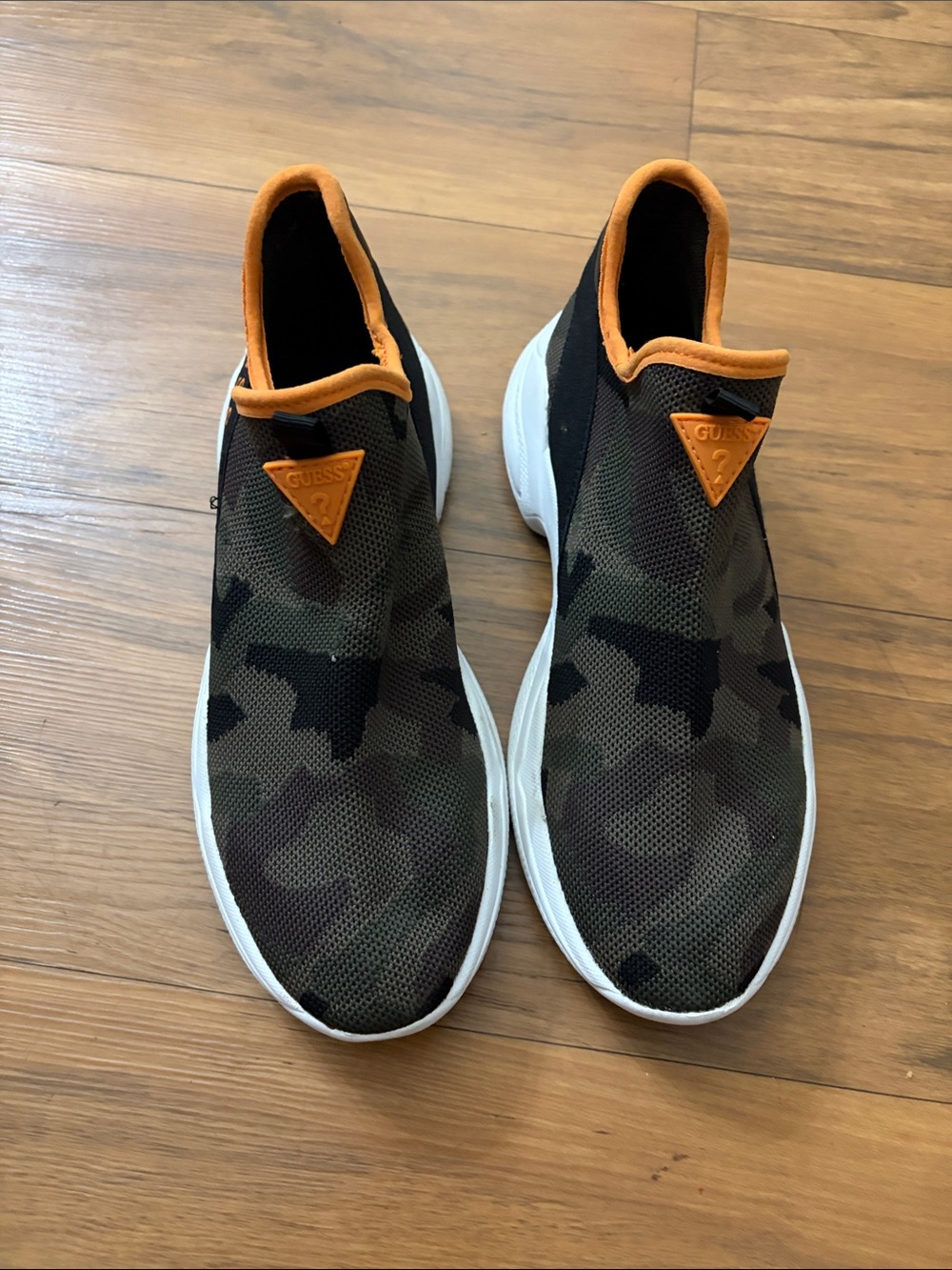 GUESS Women’s Camouflage Slip-On Espadrilles with Orange Trim